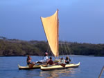 Click to enlarge Ho'kena 26-foot double canoe built by Benson Brothers -- currently used in native Hawaiian health program by Hui Malama Ola Na'oiwi